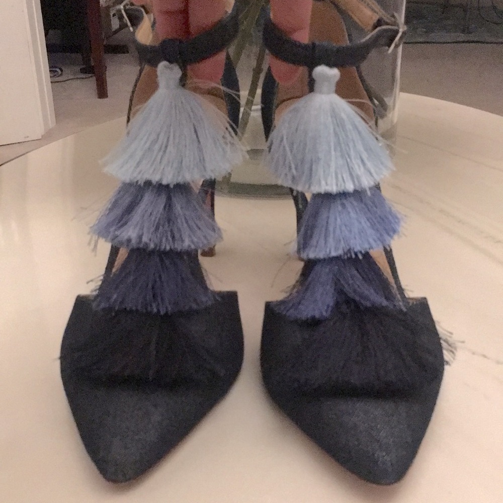 Antonio Melani Womens Blue Heels Tassels Size 10